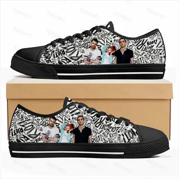 Paramore להקת רוק פופ העליון נמוך באיכות גבוהה נעלי Mens נשים נער בד נעליים מזדמנים זוג נעליים נעליים מותאמות אישית