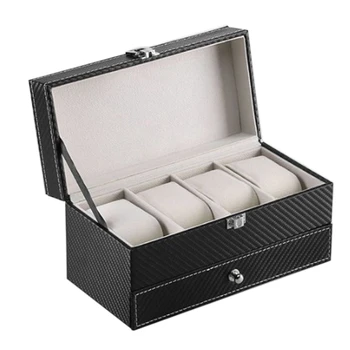 מספר 4 רשת קופסת השעון קופסת השעון כפול תכשיטים להציג תיבת אחסון מדף אחסון תצוגה קופסא קופסא מתנה שחור, בז'