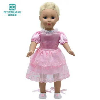 בגדי הבובה מתאימה 43-45cm חדש נולד בובה אמריקן בובה אופנתית ורוד נוצץ גזה חצאית