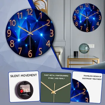 זכוכית בסלון גיאומטריות קיר שעון קוורץ שעון קיר שעון שקט שעון קיר קישוט הבית יצירתי קיר שעון חדש 2023
