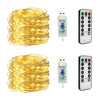LED אורות מחרוזת 10M 5M USB עמיד למים חוטי נחושת גרלנד פיות אורות חג מולד קישוט