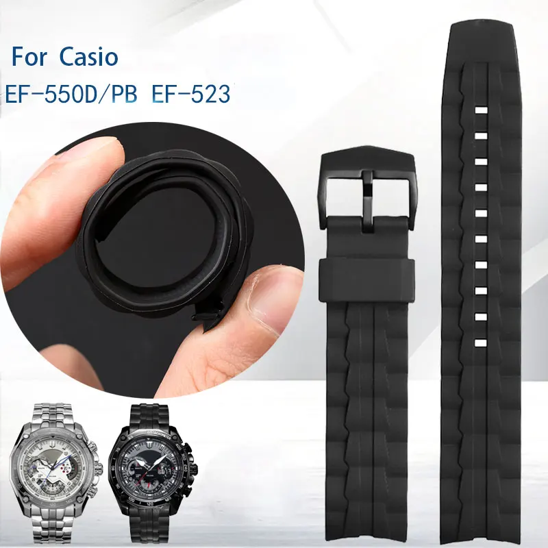 גומי לצפות חגורת Casio סממן סדרת ef-550d / Pb ef-523 גברים רצועת שרף גומי רצועת שעון אביזרים 22mm צמיד - 0