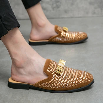 אופנה גברים פרדות גדול גודל 38-48 קיץ נעלי להחליק על עצלנים נעליים לנשימה Mens נעליים מקורה, מגלשות פנאי נעלי נעליים