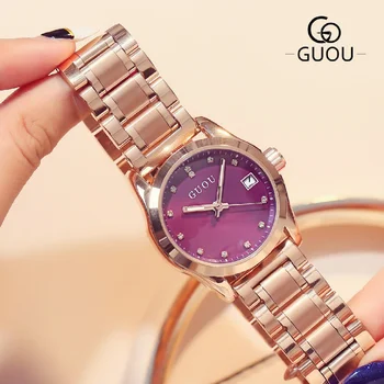 2018 אופנה חדשה GUOU מותג יוקרה שעון נשים גברים המאהב של קוורץ שעונים רלו mujer גבירותיי שעונים עמיד למים relogio masculino