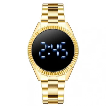 הגעה לניו אופנה LED השעון פלדת להקה אלקטרונית שעון ספורט לגברים לצפות נירוסטה להקת שעון מסך מגע שעון דיגיטלי