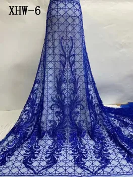 רשת באיכות גבוהה תחרה תחרה צרפתי בד טול נצנצים בד תחרה על שמלת כלה/שמלת מסיבת תחרה בד/5 מטרים XHW-6