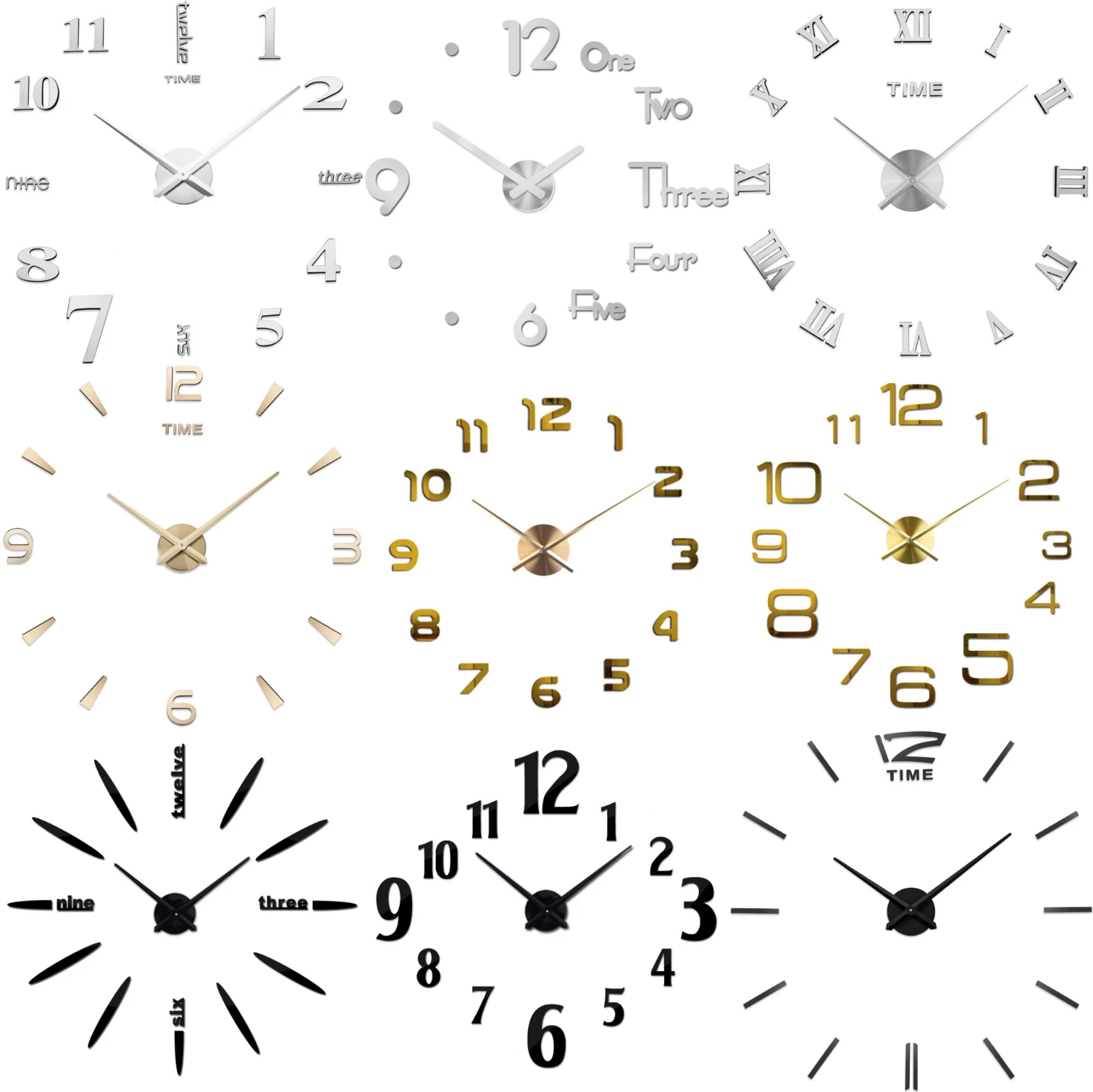 הצעה מיוחדת 3d גדול אקריליק מראת קיר שעון Diy קוורץ שעונים עדיין חיים שעונים מודרני קישוט הבית הסלון מדבקות - 0
