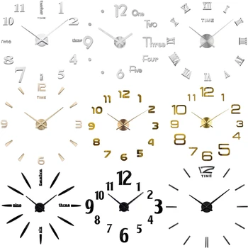 הצעה מיוחדת 3d גדול אקריליק מראת קיר שעון Diy קוורץ שעונים עדיין חיים שעונים מודרני קישוט הבית הסלון מדבקות