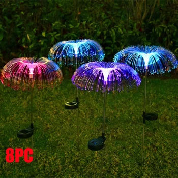 LED סולארית לגינה אורות חיצוני עמיד למים סיבים אופטיים מדוזה הדשא אורות הזיקוקים המנורה פטיו חיצוני עיצוב החצר של וילה