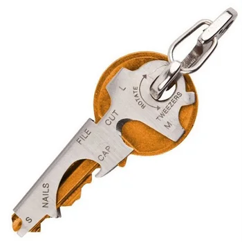 8 ב 1 מפתח טבעת מחזיק מפתחות תכליתי Carabiner ציוד קליפ הכיס עם גאדג ' ט רב תכליתי Multitool חיצונית כלי