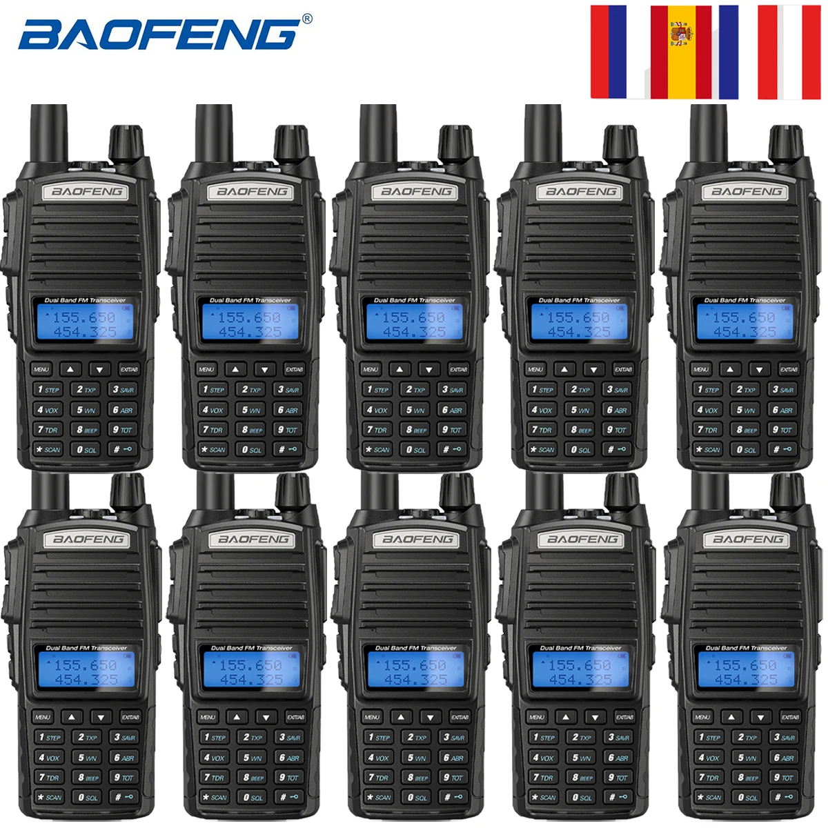 10Pcs Baofeng UV-82 8W נייד UV82 ווקי טוקי Dual Band 2 דיבור / שידור VHF UHF UV 82 חזיר חובב רדיו המשדר שדרוג של UV-5R - 0