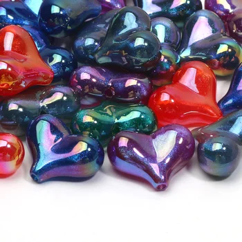 הסיטוניים חרוזים אקריליק 17x22mm 10/20pcs צבעוני קסם אוהב את הלב חרוזים אקריליק Spacer חרוזים ליצירת תכשיטים DIY אביזרים