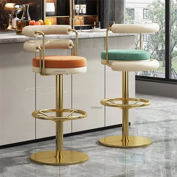 נורדי אור יוקרה המסתובב בר כיסא מודרניים, דלפק קבלה עיצוב יצירתי קופה כיסא נירוסטה גבוהה בר כסאות בר שרפרף