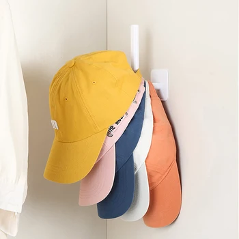 1/4Pcs כובע בעל דביק על הקיר קרס כובע בייסבול מקרית כובע אחסון הוק חינם-אגרוף להדביק נייד הדלת בארון על קולב