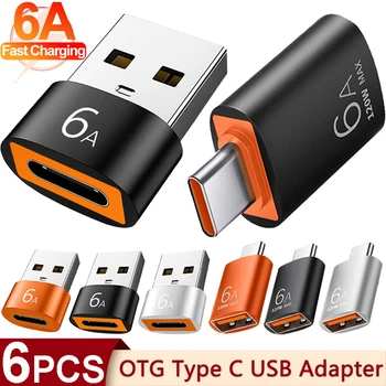 6א USB Type-C ו-TypeC כדי OTG USB, ממיר USB 3.0 מתאם עבור Samsung Xiaomi מחשב MacBook Pro USB C מחבר טעינה