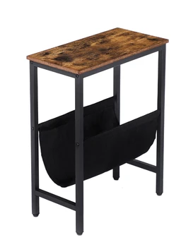 HOOBRO שולחן צד עם אחסון הצר שולחן עם מגזין מחזיק קלע השידה ליד המיטה שולחן קפה עבור שטח קטן חום