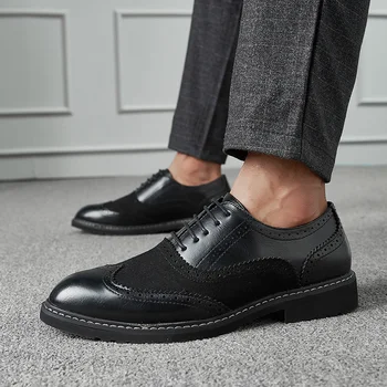 גברים באיכות גבוהה יוקרה בלוק נעלי עור אופנה תפירה אישית זמש ג ' נטלמן של נעליים מזדמנים שרוכים נעלי אוקספורד