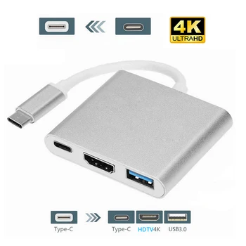 סוג C-3-in-1 מתאם USB 3.1 10Gbps HDMI תואם USB-C-Hub שולחן עבודה נייד Multiport כבל Converter for WinXP WIN7 WIN8