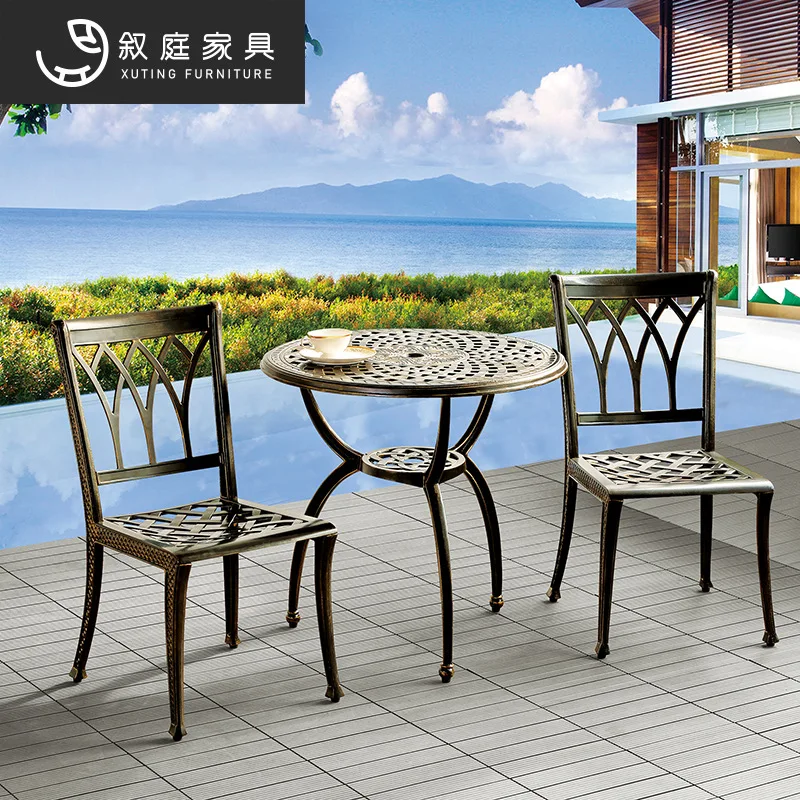 ריהוט גן אלומיניום יצוק שולחנות וכיסאות בסגנון אירופאי וילה גן הפנאי כוללים מרפסת חצר שולחנות וכיסאות - 0