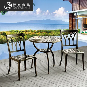 ריהוט גן אלומיניום יצוק שולחנות וכיסאות בסגנון אירופאי וילה גן הפנאי כוללים מרפסת חצר שולחנות וכיסאות