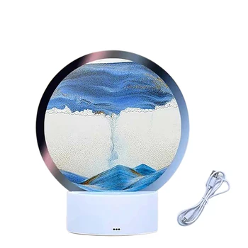 LED RGB Sandscape המנורה העברת חול אמנות מנורת לילה עם 7 צבעים שעון חול אור תצוגת 3D קישוט כחול