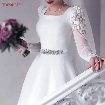 TOPQUEEN נשים חתונה מפואר ונוצץ חגורה לשמלה חגורה מסיבת חגורת כסף יהלום יהלומים מלאכותיים החגורה S90