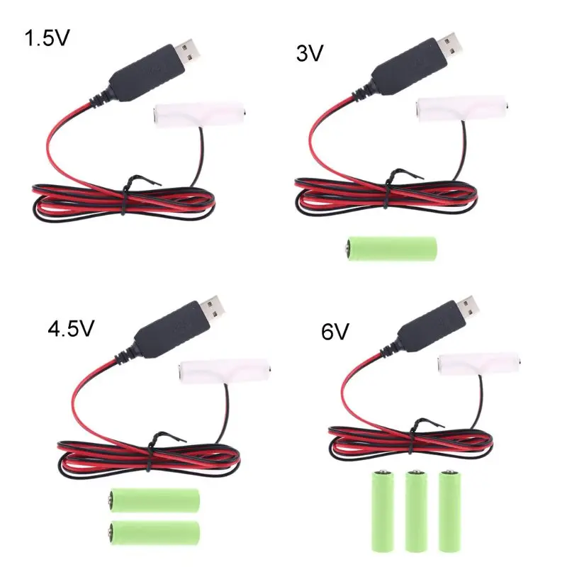 1.5/3/4.5/6V LR6 AA אלימינייטור כבל USB עבור צעצועים LED פנס - 0