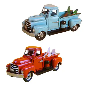 עבודת יד פח דגם המכונית קישוטים צבעוניים בסגנון עתיק קלאסי משאית צעצוע וינטג מתכת לגלוש משאית אמנות קישוט מיני מודל