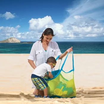 Multiuse נטו שקיות קיבולת גבוהה צעצוע ארגונית Handble תיק נסיעות חיצונית חוף הים לשאת שקית אחסון לרוקן שקית רשת
