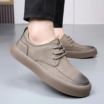 איכות גבוהה גברים עור בריטי נעליים מזדמנים נוחים רך הבלעדי בלעדי עבה עור נעלי Mens גבוהות מזדמנים נעלי עור