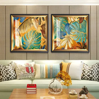 תקציר עלה הבננה יוקרה רטרו פוסטר נורדי אמנות צמח ריבוע בד הציור המודרני הקיר תמונה בסלון עיצוב