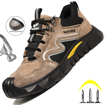 בוהן פלדה עבודה נעלי ספורט נעלי גברים ניקוב-הוכחה בלתי ניתנת להריסה נעליים לנשימה נעלי בטיחות גברים אנטי-לרסק עבודה מגפי בטיחות