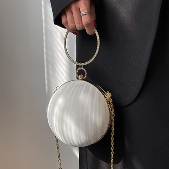 2022 ניו נשים אופנה טבעת להתמודד עם כדורי תיק ליידי אלגנטית קטן Tote תיק מצמד מיני ארנק שרשרת כתף תיק