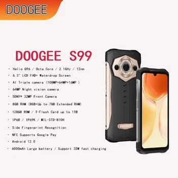 DOOGEE S99 מחוספס טלפון 64MP ראיית לילה 8GB RAM+7GB RAM מורחב + 128GB ROM 108MP Ai המצלמה הראשית טלפון