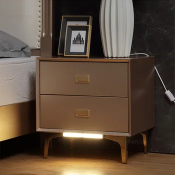 מודרני מינימליסטי שידות לילה ריהוט חדר שינה חכם עם מנורה אופנה השולחן שליד המיטה אור יוקרה מעצב ארון לאחסון