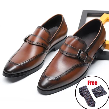 Phenkang mens נעלי עור אמיתיות עור נעלי אוקספורד לגברים יוקרה נעלי שמלה slipon חתונה נעלי עור brogues 2022