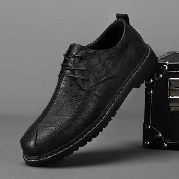 2023 גברים חדשים להתלבש נעלי חתונה רשמית פיצול עור נעליים מזדמנים רטרו המשרד לעסקים גברים אוקספורד על זכר נעלי אופנה