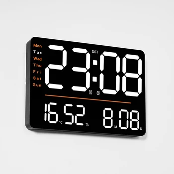 גדול מסך LED שעון קיר דיגיטלי עם שלט רחוק טמפרטורה/לחות/שעה/שבוע/תאריך תצוגת קיר שעון מעורר