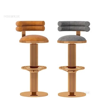 נורדי נירוסטה בר כיסאות רהיטים לבית מודרני מינימליסטי משענת כיסא בר אור יוקרה המסתובב המטבח כסאות בר
