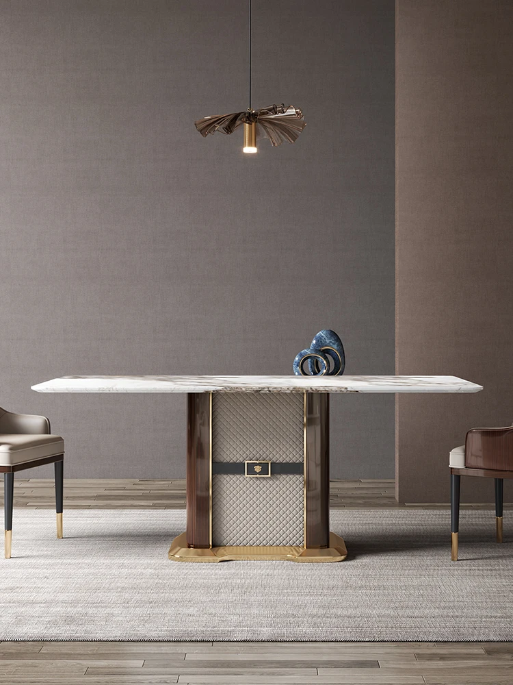 איטלקי אור יוקרה שולחן האוכל high-end אלף משקי בית שיש שולחן אוכל שולחן מלבני הכיסא משולב - 1