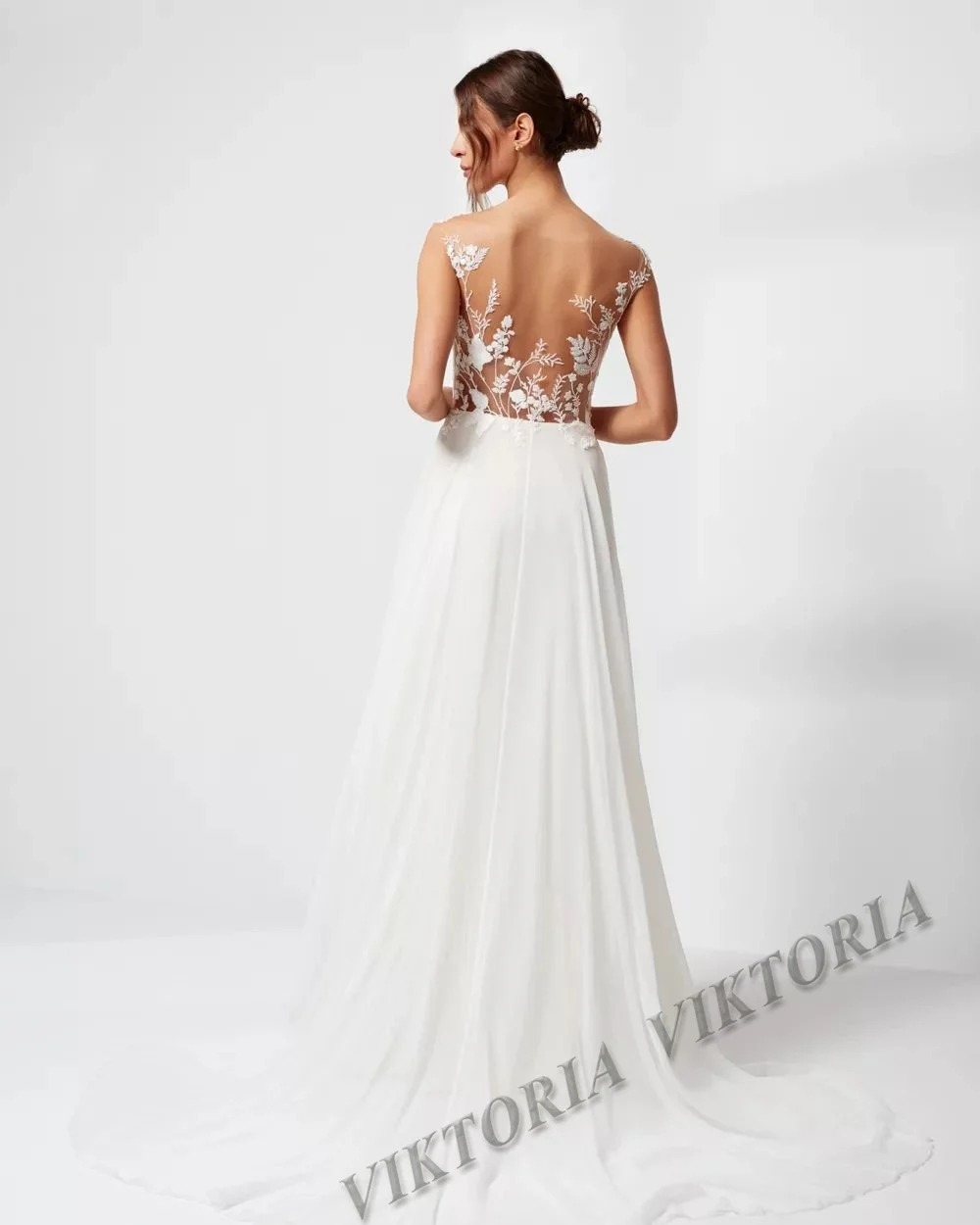 2023 VIKTORIA מסוגנן שמלות חתונה עבור הכלה סקופ שרוולים אפליקציות החלוק De Mariée נשים אישית התאמה אישית - 1