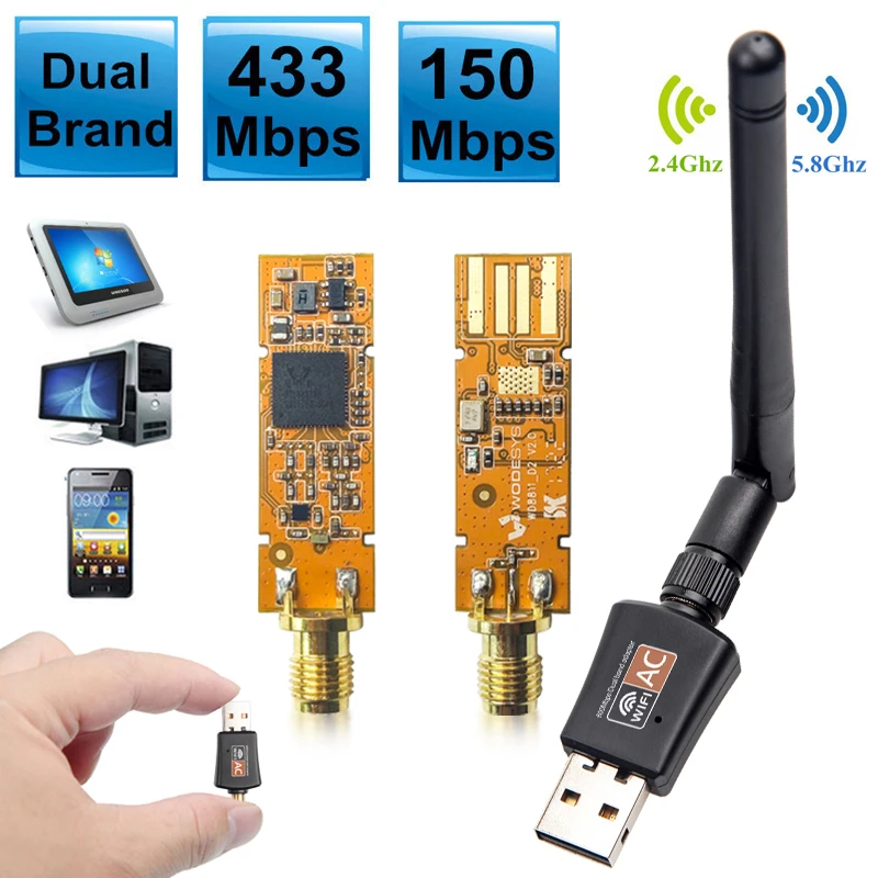 600Mbps כרטיס רשת USB אלחוטי 5GHz מיני WiFi מתאם LAN אלחוטי מקלט במחבר אנטנה 802.11 b/g/n עבור מחשב Windows - 1