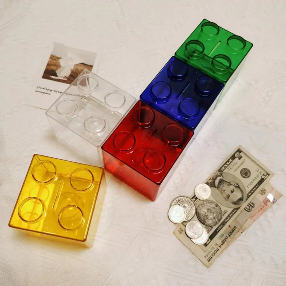 כסף קופסאות בניין עיצוב לחסוך כסף קופסא פלסטיק שקוף Stackable בנק מטבע מעשי יצירתי קופת - 1