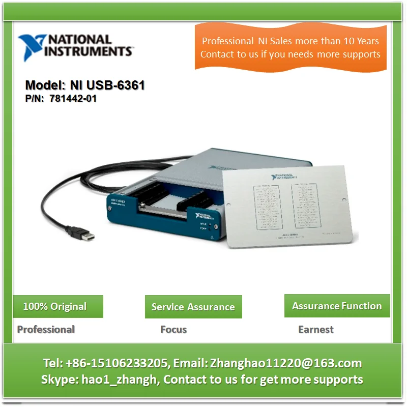 NI USB-6361 782256-01, 781442-01, 782255-01 רכישת נתונים כרטיס בולט 16 ערוצי קלט אנלוגי - 1