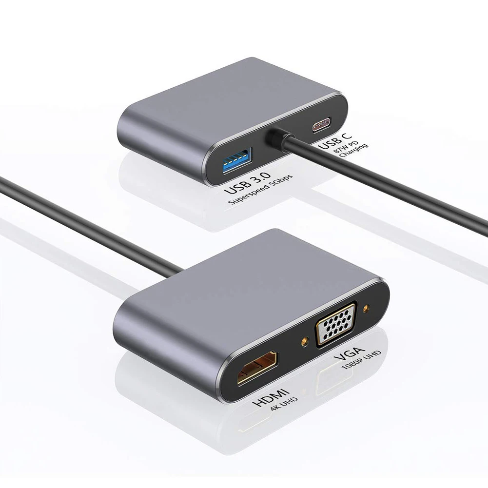 USBC סוג C רכזת סוג C עד 4K VGA USB 3.0 Audio Video Converter לחייב את האב עבור MacBook/Pro Power Adapter USBC סוג c-Hub - 1