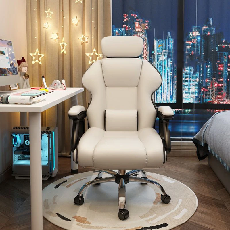 ארגונומי גיימר כיסא עם כרית מותנית ו הדום הרמת משענת יד הכסא המסתובב בד עור לעבוד על משרד או בית - 1
