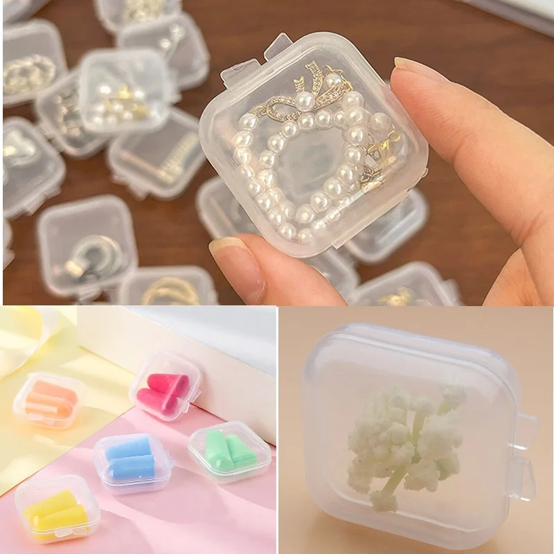 10pcs תכשיטים תיבת אחסון מרובע פלסטיק שקוף תיבת תכשיטים תיבת אחסון הגמר מיכל עגילים אריזה תיבת אחסון - 1