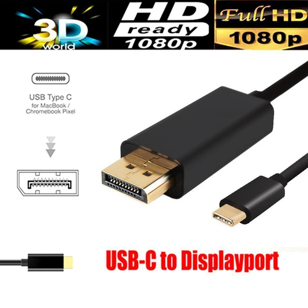 1.8 מ ' USB C כדי להציג יציאת כבל (4K@60Hz) USB 3.1 Type C כדי DP 4K HDTV מתאם עבור MacBook Galaxy S9 Huawei - 1