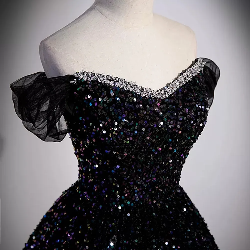 צבעוני שחור נצנצים שמלות נשף הנסיכה את הכתף המחוך רשמי שמלות ערב הגותית בלילה צד החלוק דה נשף - 1