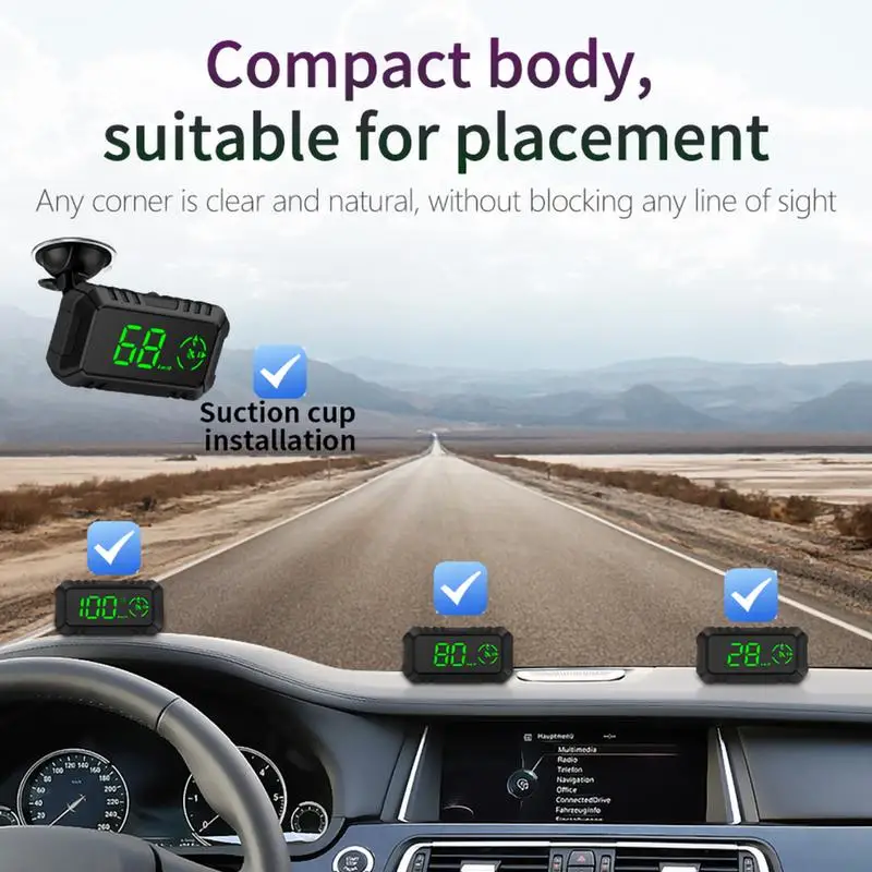 מכונית תצוגה עילית דיגיטלית מד מהירות עבור המכונית GPS מד מהירות דיגיטלי אדפטיבית מרגיש אור גדול עיצוב מסך בגודל קומפקטי - 1